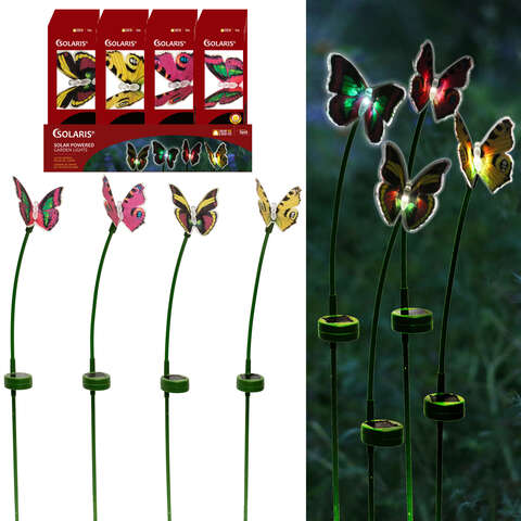 Alpine Assorted Plastic 24 in. H Butterfly Solar Garden Stake, Pack of 16