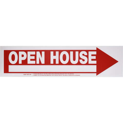 HILLMAN English White Open House Sign 6 in. H X 24 in. W, Pack of 6