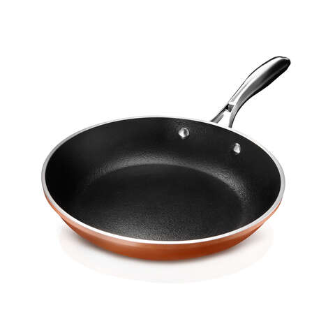 Gotham Steel Copper Cast Ceramic/Titanium Fry Pan 10 in. Black/Orange