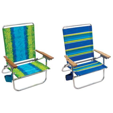 Rio Brands Easy In-Easy Out 4-Position Assorted Beach Folding Chair, Pack of 4