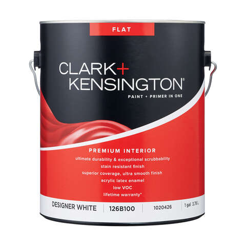 Clark+Kensington Flat Designer White Paint + Primer Interior 1 gal, Pack of 4