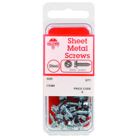 HILLMAN No. 8 X 3/4 in. L Slotted Hex Washer Head Sheet Metal Screws 12 pk, Pack of 10