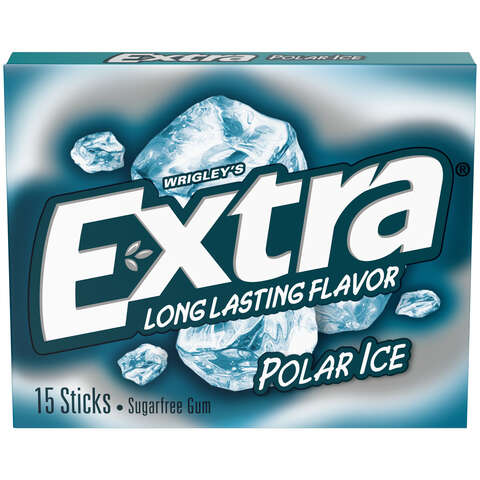 Wrigley's Extra Sugar Free Polar Ice Chewing Gum 15 pc 0.11 oz, Pack of 10