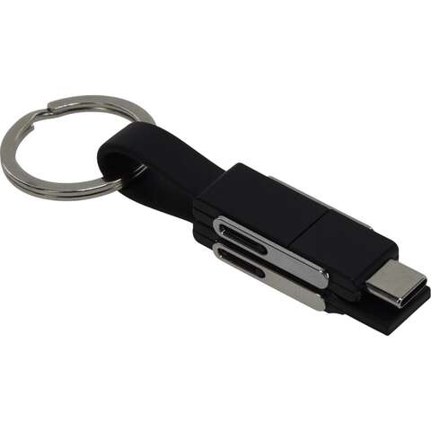 HILLMAN PVC Black/Silver Split Charger Cable Keychain