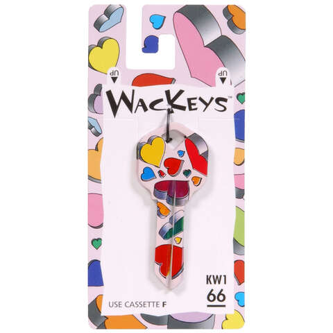 HILLMAN Wackey Hearts House/Office Universal Key Blank KW1 Single, Pack of 6