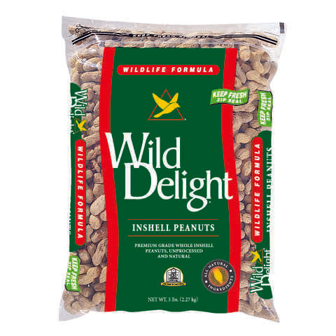 Wild Delight Assorted Species In-Shell Peanuts Wild Bird Food 5 lb, Pack of 4