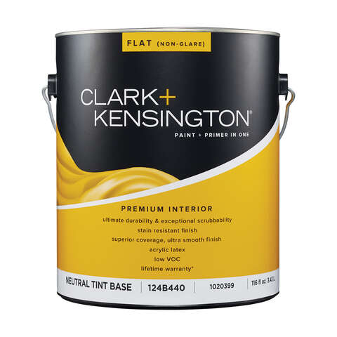 Clark+Kensington Flat Tint Base Neutral Base Paint + Primer Interior 1 gal, Pack of 4