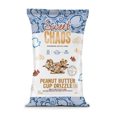 Sweet Chaos Peanut Butter Cup Drizzle Popcorn 5 oz Bagged, Pack of 12