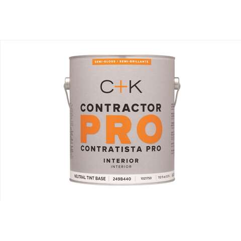 C+K Contractor Pro Semi-Gloss Tint Base Tint Base Paint Interior 1 gal, Pack of 4