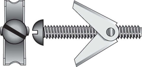 HILLMAN 3/16 in. D X 4 in. L Round Steel Toggle Bolt 2 pk, Pack of 6