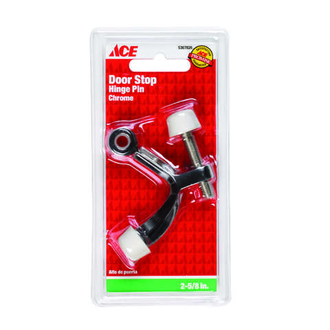 Ace 2-5/8 in. W Metal Chrome Black Hinge Pin Door Stop Mounts to door and wall, Pack of 5