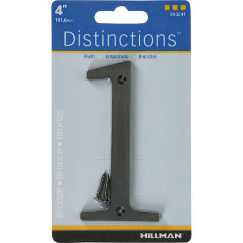 HILLMAN Distinctions 4 in. Bronze Zinc Die-Cast Screw-On Number 1 1 pc, Pack of 3