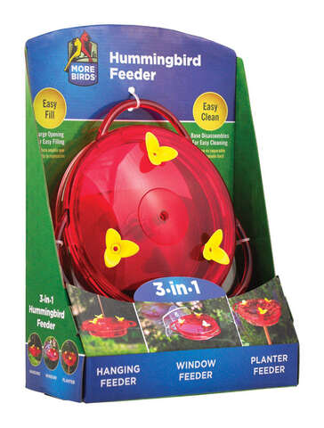 More Birds Hummingbird Plastic Nectar Feeder 3 ports, Pack of 4