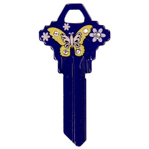 HILLMAN DIVA Butterfly & Flowers House/Office Universal Key Blank SC1 Single, Pack of 6