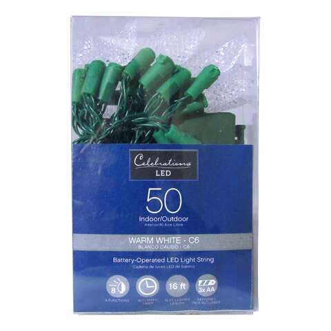 Celebrations Blue LED C6 Warm White 50 ct String Christmas Lights 16 ft., Pack of 12