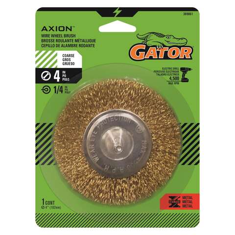 Gator 4 in. Coarse Crimped Wire Wheel Brush Brass Coated Steel 4500 rpm 1 pc
