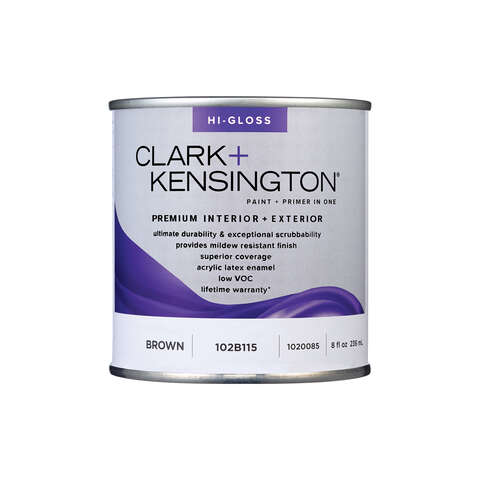 Clark+Kensington High-Gloss Brown Premium Paint Exterior and Interior 1/2 pt, Pack of 6