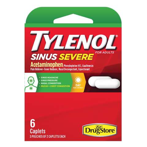 Tylenol White Multi Symptom Sinus Medicine 6 pc, Pack of 6