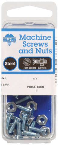 HILLMAN No. 8-32 X 1 in. L Slotted Flat Head Zinc-Plated Steel Machine Screws 10 pk, Pack of 10