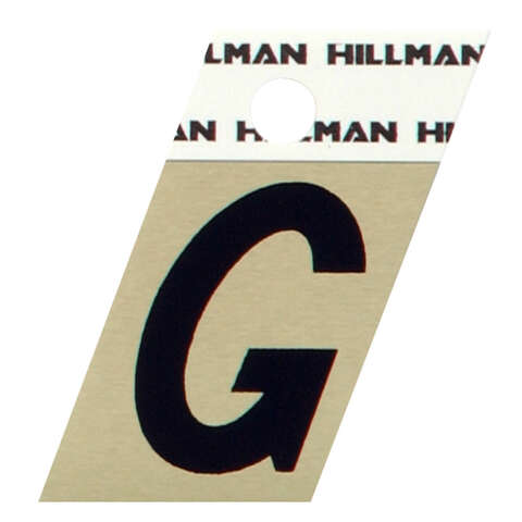 HILLMAN 1.5 in. Reflective Black Aluminum Self-Adhesive Letter G 1 pc, Pack of 6