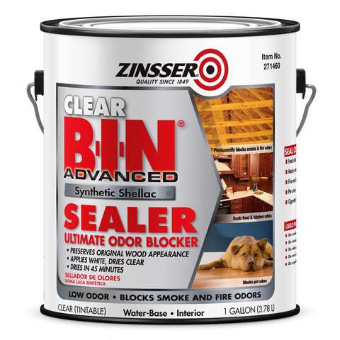 Zinsser B-I-N Advanced Clear Shellac-Based Styrene Copolymer Odor Blocking Sealer 1 gal, Pack of 2