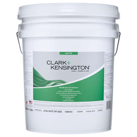 Clark+Kensington Satin Tint Base Ultra White Base Premium Paint Exterior 5 gal