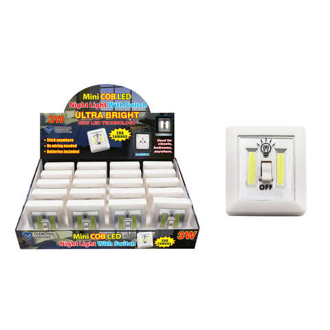 Diamond Visions Manual Battery Powered Mini COB LED Night Light w/Switch, Pack of 20