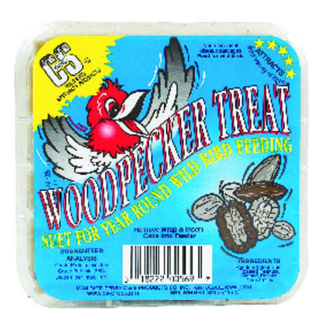 C&S Products Woodpecker Treat Assorted Species Beef Suet Wild Bird Food 11 oz, Pack of 12