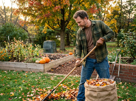 Man raking leaves