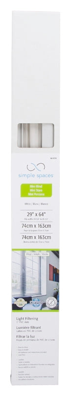 Simple Spaces PVCMB-4A Blind, 64 in L, 29 in W, Vinyl, White