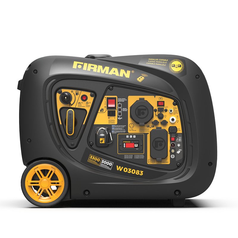 Firman Whisper Series W03083 Inverter Generator, 20 to 30 A, 120 VAC, Gasoline, 1.8 gal Tank, 10 hr Run Time