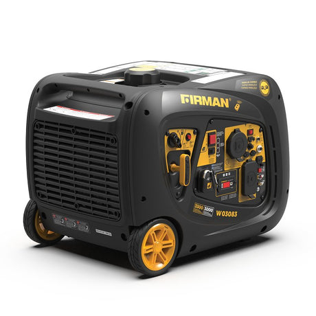 Firman Whisper Series W03083 Inverter Generator, 20 to 30 A, 120 VAC, Gasoline, 1.8 gal Tank, 10 hr Run Time