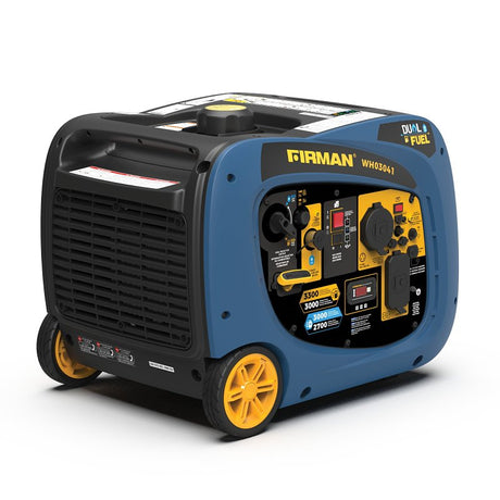 Firman WH03041 Portable Inverter Generator, 30 A, 120 VAC, Gasoline, LPG, 1.8 gal Tank, 9 hr Run Time, Recoil Start