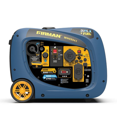 Firman WH03041 Portable Inverter Generator, 30 A, 120 VAC, Gasoline, LPG, 1.8 gal Tank, 9 hr Run Time, Recoil Start