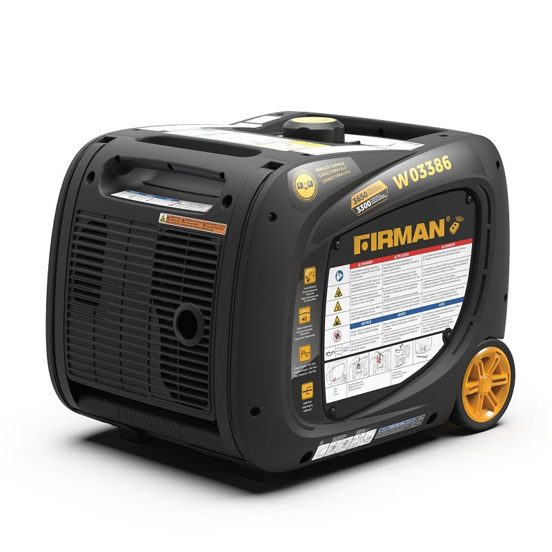 Firman Whisper Series W03386 Inverter Portable Generator with Co-Alert, 27.5 A, 120 V, 3650 w, Gasoline, 1.8 gal Tank