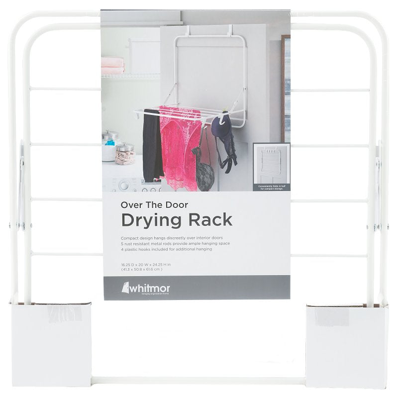 Whitmor 6023-7443 Over-The-Door Drying Rack, 2 lb, Metal, White, 20-1/4 in W, 24-1/4 in H, 16-1/4 in L