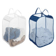 Whitmor 6233-983 Pop-and-Fold Laundry Bag, Nylon Bag, Blue/White, 18 in W, 24 in H, 11 in D