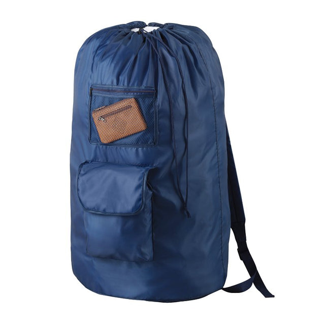 Whitmor 6403-5126-DKDNM Laundry Backpack, 15 lb Capacity, Toggle Closure, Polyester, Dark Denim