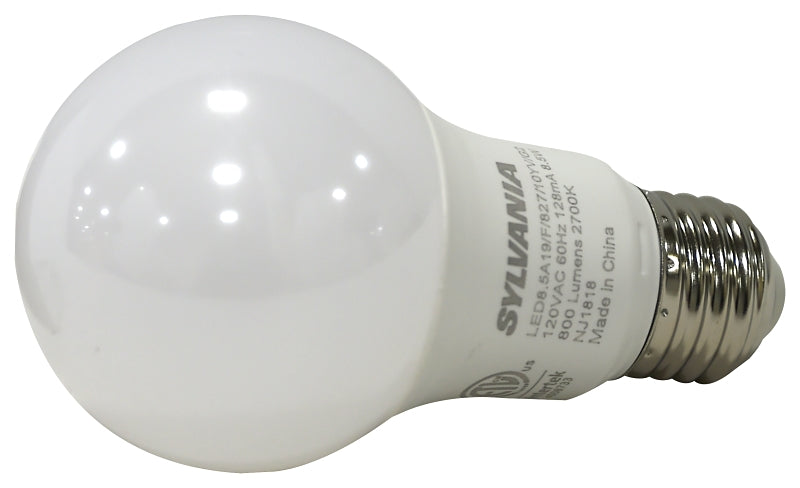 Sylvania 73886 LED Bulb, General Purpose, 800 Lumens, 8.5 W, A19 Lamp, 60 W Equivalent, E26 Lamp Base, Frosted