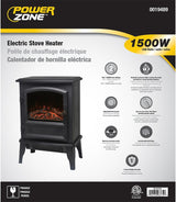 PowerZone FP202-SPA Electric Fireplace Heater, 14-5/8 in W, 9-7/8 in D, 21-3/4 in H, 120 V, Plastic/Metal, Black
