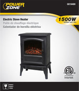 PowerZone FP202-SPA Electric Fireplace Heater, 14-5/8 in W, 9-7/8 in D, 21-3/4 in H, 120 V, Plastic/Metal, Black