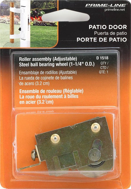 Prime-Line D 1518 Roller Assembly, 2-1/8 in L x 5/8 in W x 1-3/16 in H Dimensions, 1-1/4 in Dia Roller, 5/16 in W Roller