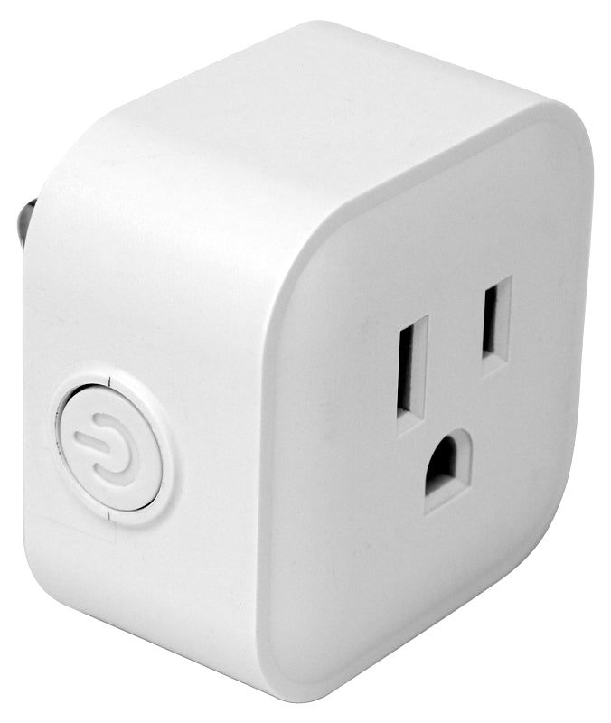 PowerZone ORRCWFII11 Wi-Fi Controlled Outlet, 1-Pole, 15 A, 125 V, Grounded Socket, Wi-Fi, White