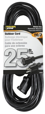 PowerZone OR502625 Extension Cord, 16/3 AWG Cable, 258 ft L, 13 A, Black