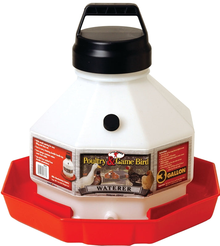 Little Giant PPF3 Poultry Waterer, 3 gal Capacity, Plastic, Red, Pack of 2