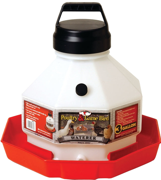 Little Giant PPF3 Poultry Waterer, 3 gal Capacity, Plastic, Red, Pack of 2