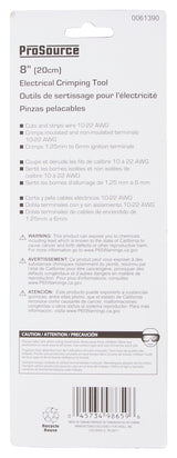 ProSource JL-SST-401183L Cable Crimper, 10 to 22 AWG Wire, 10 to 22 AWG Stripping, 10 to 22 AWG Cutting Capacity