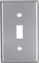 Eaton 93071-BOX1 Toggle Wallplate, 4-1/2 in L, 2-3/4 in W, 1-Gang, Stainless Steel, Clear, Satin