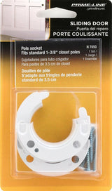 Prime-Line N 7050 Closet Pole Socket, For: 1-3/8 in Closet Pole, Zinc, White