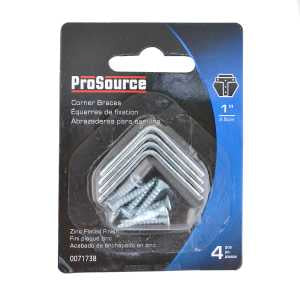 ProSource CB-B01-C4PS Corner Brace, 1 in L, 1 in W, 1/2 in H, Steel, Zinc-Plated, 1.8 mm Thick Material
